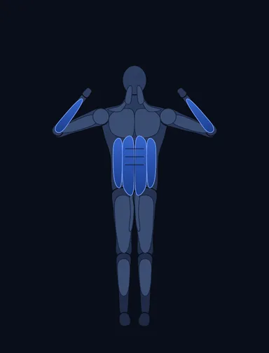 Band Assisted Pull-Up, finish position, with the working muscles highlighted