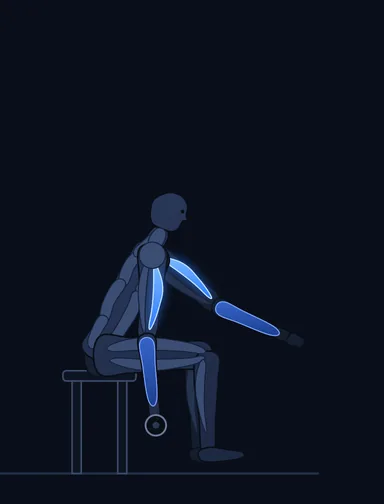 Concentration Curls, start position, with the working muscles highlighted