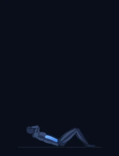 Crunches, finish position, with the working muscles highlighted