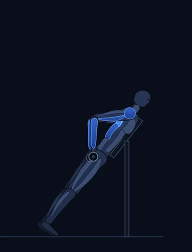 Dumbbell Incline Row, finish position, with the working muscles highlighted
