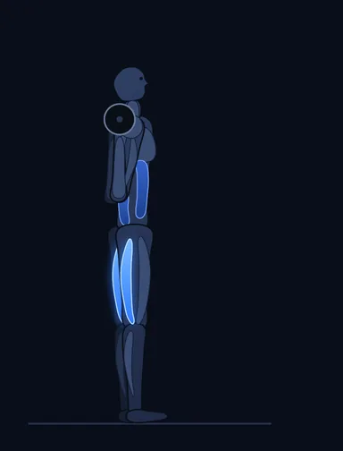Good Morning, start position, with the working muscles highlighted