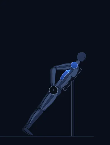 Incline Bench Pull, finish position, with the working muscles highlighted