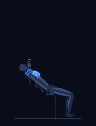 Incline Cable Flye, start position, with the working muscles highlighted