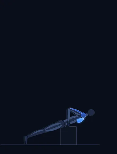 Incline Push-Up, finish position, with the working muscles highlighted