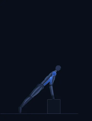 Incline Push-Up Reverse Grip, start position, with the working muscles highlighted