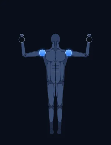 Kettlebell Arnold Press, start position, with the working muscles highlighted