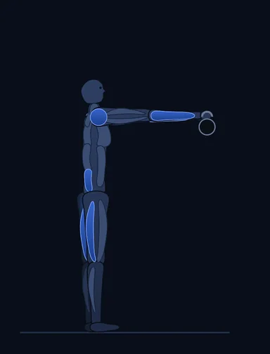 Kettlebell Swing (Two-Hand), finish position, with the working muscles highlighted