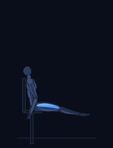 Leg Extensions, finish position, with the working muscles highlighted