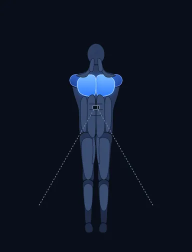 Low Cable Crossover, finish position, with the working muscles highlighted