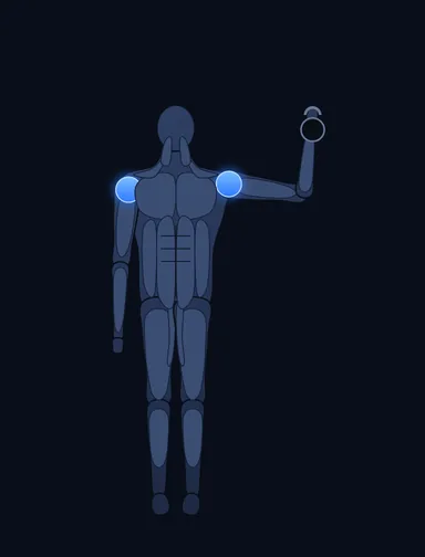 One-Arm Kettlebell Military Press To The Side, start position, with the working muscles highlighted