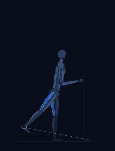 One-Legged Cable Kickback, finish position, with the working muscles highlighted