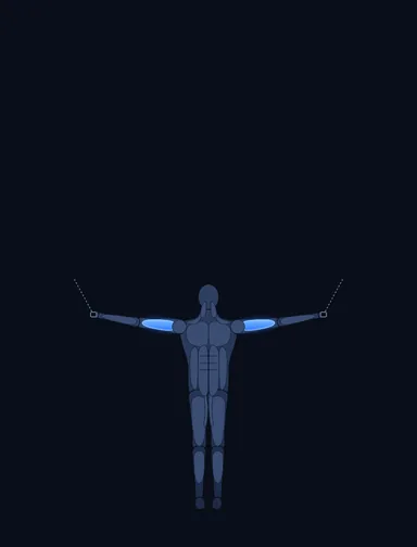 Overhead Cable Curl, start position, with the working muscles highlighted