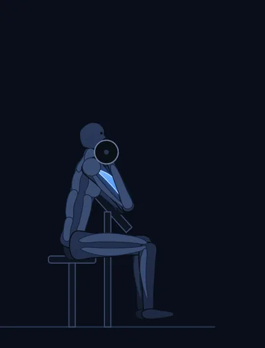 Preacher Curl, finish position, with the working muscles highlighted