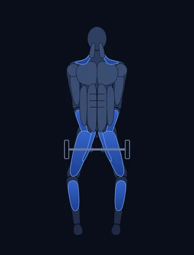 Reverse Band Sumo Deadlift, start position, with the working muscles highlighted
