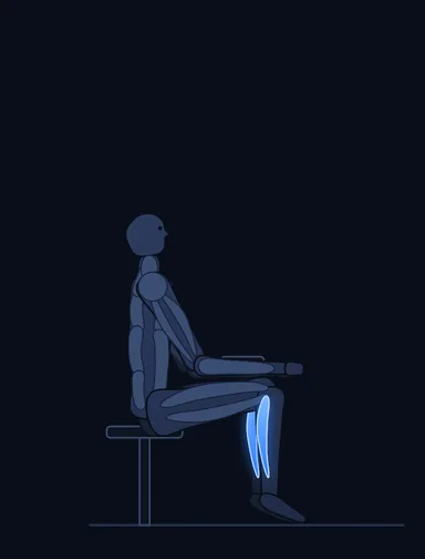 Seated Calf Raise, finish position, with the working muscles highlighted