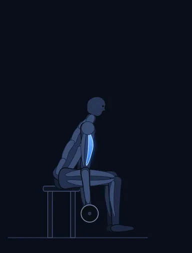 Seated Close-Grip Concentration Barbell Curl, start position, with the working muscles highlighted
