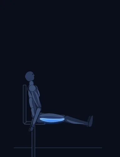 Seated Leg Curl, start position, with the working muscles highlighted
