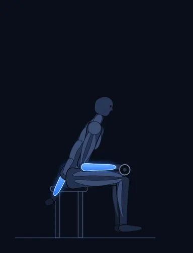 Seated One-Arm Dumbbell Palms-Up Wrist Curl, start position, with the working muscles highlighted