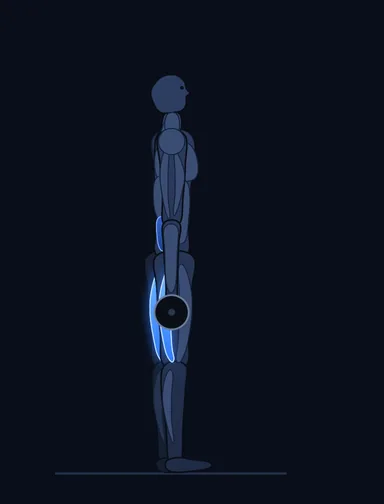 Smith Machine Stiff-Legged Deadlift, start position, with the working muscles highlighted