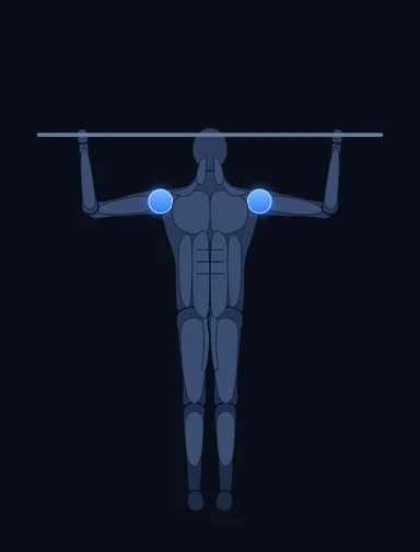 Standing Military Press, start position, with the working muscles highlighted