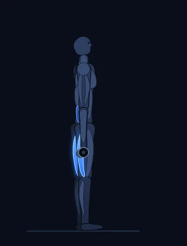 Stiff-Legged Dumbbell Deadlift, start position, with the working muscles highlighted