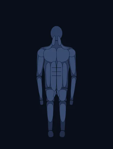 Thigh Abductor, start position, with the working muscles highlighted