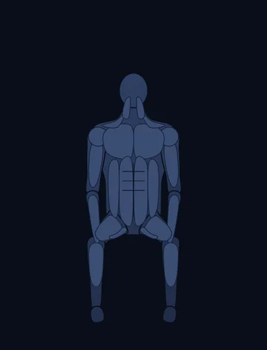 Thigh Abductor, finish position, with the working muscles highlighted