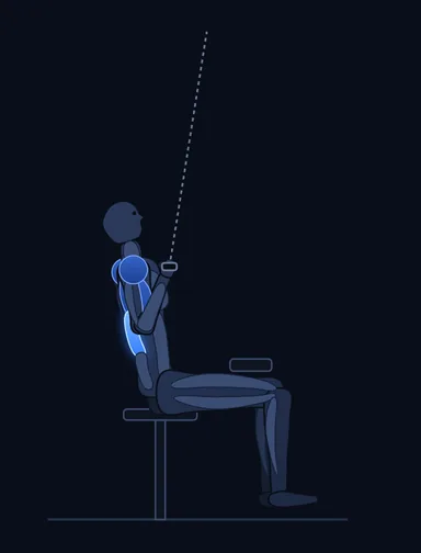 Underhand Cable Pulldowns, finish position, with the working muscles highlighted