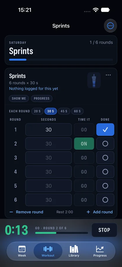 A sprint round counting down